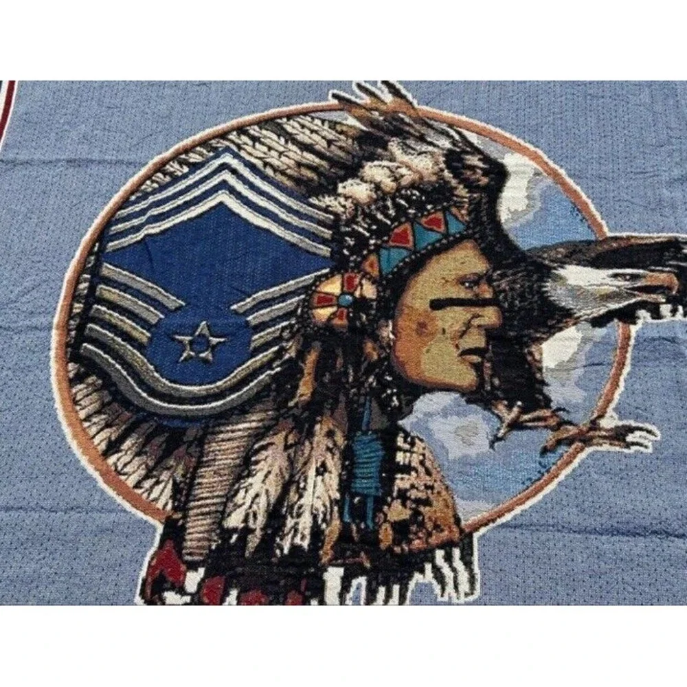 USAF United States Air Force Chief Master Sergeant Woven Tapestry Blanket 50x60